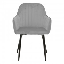 Armchair Noor pakoworld grey velvet fabric with black color metal leg 58x58x86cm Armchair Noor pakoworld grey velvet fabric with black color metal leg 58x58x86cm