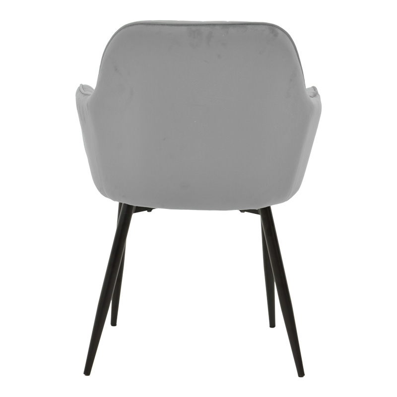 Armchair Noor pakoworld grey velvet fabric with black color metal leg 58x58x86cm Armchair Noor pakoworld grey velvet fabric with black color metal leg 58x58x86cm