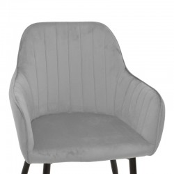 Armchair Noor pakoworld grey velvet fabric with black color metal leg 58x58x86cm Armchair Noor pakoworld grey velvet fabric with black color metal leg 58x58x86cm