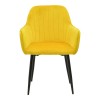 Armchair Noor pakoworld yellow velvet fabric with black color metal leg 58x58x86cm