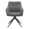 Πολυθρόνα Debra pakoworld περιστρεφόμενη γκρι ύφασμα-pu με πόδι μετάλλου σε μαύρη απόχρωση 60x64x83εκ