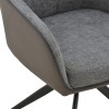 Πολυθρόνα Debra pakoworld περιστρεφόμενη γκρι ύφασμα-pu με πόδι μετάλλου σε μαύρη απόχρωση 60x64x83εκ