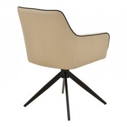 Rotating armchair Debra pakoworld beige fabric-pu with black color metal leg 64x60x83cm Rotating armchair Debra pakoworld beige fabric-pu with black color metal leg 64x60x83cm