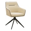Πολυθρόνα Debra pakoworld περιστρεφόμενη μπεζ ύφασμα-pu με πόδι μετάλλου σε μαύρη απόχρωση 60x64x83εκ