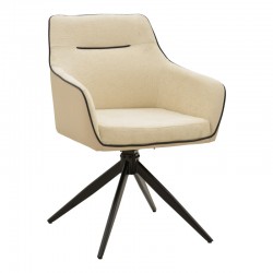 Rotating armchair Debra pakoworld beige fabric-pu with black color metal leg 64x60x83cm Rotating armchair Debra pakoworld beige fabric-pu with black color metal leg 64x60x83cm