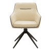 Πολυθρόνα Debra pakoworld περιστρεφόμενη μπεζ ύφασμα-pu με πόδι μετάλλου σε μαύρη απόχρωση 60x64x83εκ