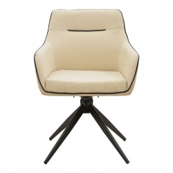 Rotating armchair Debra pakoworld beige fabric-pu with black color metal leg 64x60x83cm Rotating armchair Debra pakoworld beige fabric-pu with black color metal leg 64x60x83cm