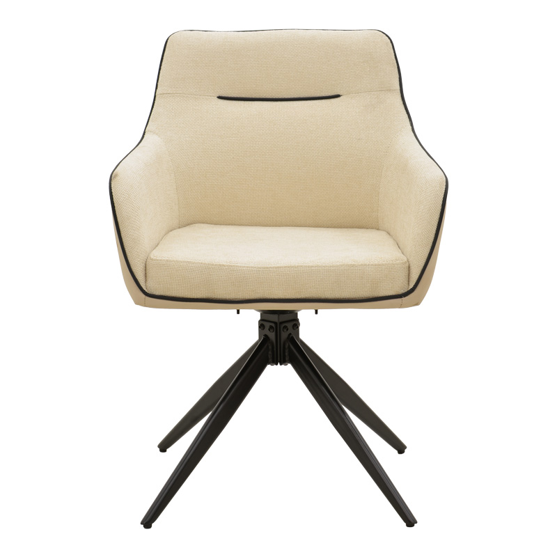 Rotating armchair Debra pakoworld beige fabric-pu with black color metal leg 64x60x83cm Rotating armchair Debra pakoworld beige fabric-pu with black color metal leg 64x60x83cm