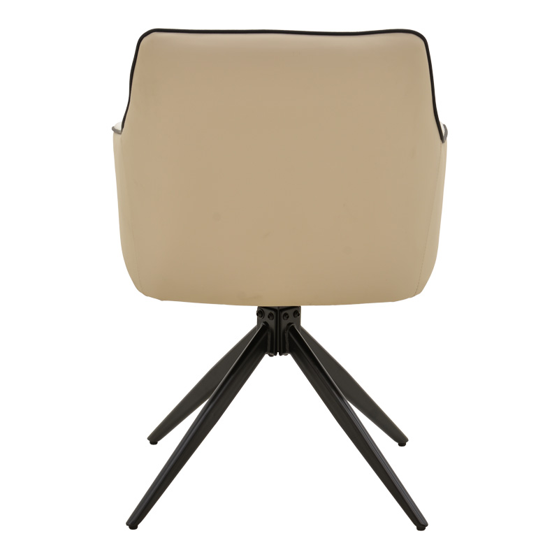 Rotating armchair Debra pakoworld beige fabric-pu with black color metal leg 64x60x83cm Rotating armchair Debra pakoworld beige fabric-pu with black color metal leg 64x60x83cm