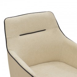 Rotating armchair Debra pakoworld beige fabric-pu with black color metal leg 64x60x83cm Rotating armchair Debra pakoworld beige fabric-pu with black color metal leg 64x60x83cm