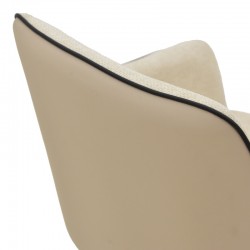 Rotating armchair Debra pakoworld beige fabric-pu with black color metal leg 64x60x83cm Rotating armchair Debra pakoworld beige fabric-pu with black color metal leg 64x60x83cm