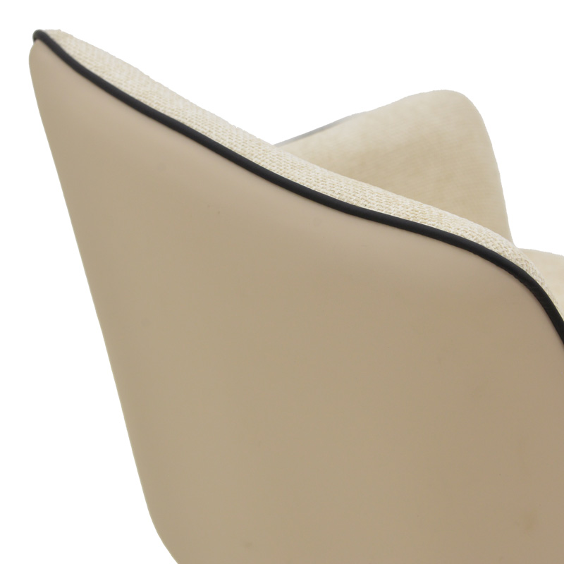 Rotating armchair Debra pakoworld beige fabric-pu with black color metal leg 64x60x83cm Rotating armchair Debra pakoworld beige fabric-pu with black color metal leg 64x60x83cm