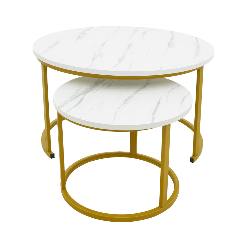 Coffee table Relevon pakoworld set of 2 mdf in white marble look 80x80x45cm Coffee table Relevon pakoworld set of 2 mdf in white marble look 80x80x45cm