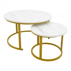 Coffee table Relevon pakoworld set of 2 mdf in white marble look 80x80x45cm Coffee table Relevon pakoworld set of 2 mdf in white marble look 80x80x45cm