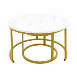Coffee table Relevon pakoworld set of 2 mdf in white marble look 80x80x45cm Coffee table Relevon pakoworld set of 2 mdf in white marble look 80x80x45cm
