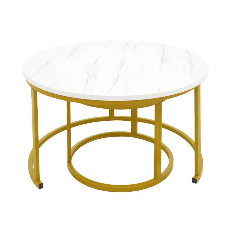 Coffee table Relevon pakoworld set of 2 mdf in white marble look 80x80x45cm Coffee table Relevon pakoworld set of 2 mdf in white marble look 80x80x45cm