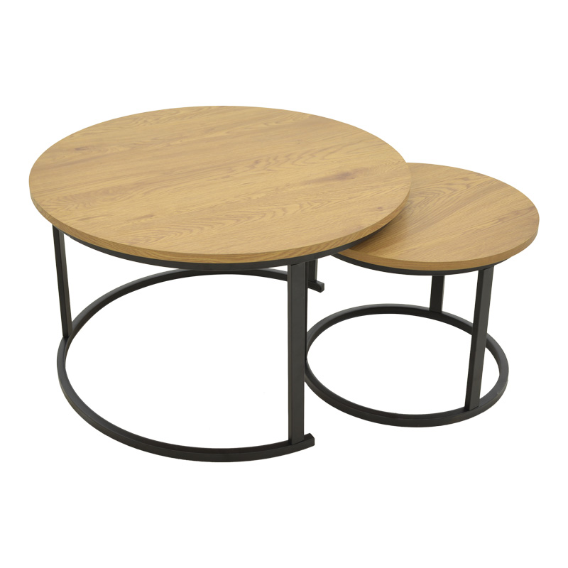Coffee table Revelon pakoworld set of 2 mdf in oak color