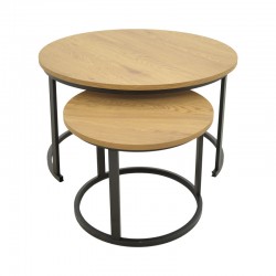 Coffee table Revelon pakoworld set of 2 mdf in oak color Coffee table Revelon pakoworld set of 2 mdf in oak color