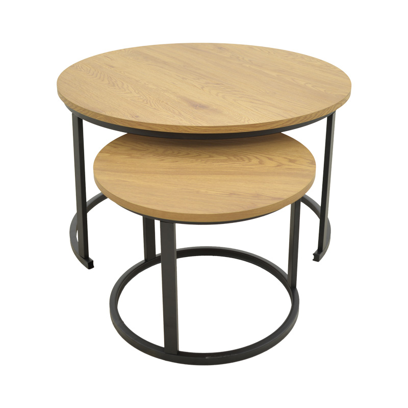 Coffee table Revelon pakoworld set of 2 mdf in oak color Coffee table Revelon pakoworld set of 2 mdf in oak color