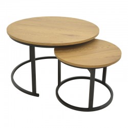 Coffee table Revelon pakoworld set of 2 mdf in oak color Coffee table Revelon pakoworld set of 2 mdf in oak color