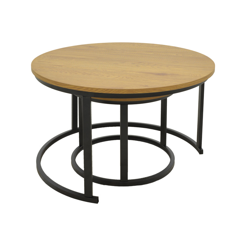Coffee table Revelon pakoworld set of 2 mdf in oak color Coffee table Revelon pakoworld set of 2 mdf in oak color