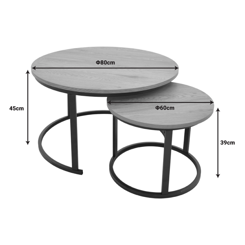 Coffee table Revelon pakoworld set of 2 mdf in oak color Coffee table Revelon pakoworld set of 2 mdf in oak color