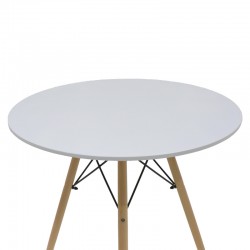 Dining table Julita pakoworld MDF top white-natural color legs D80x73cm Dining table Julita pakoworld MDF top white-natural color legs D80x73cm