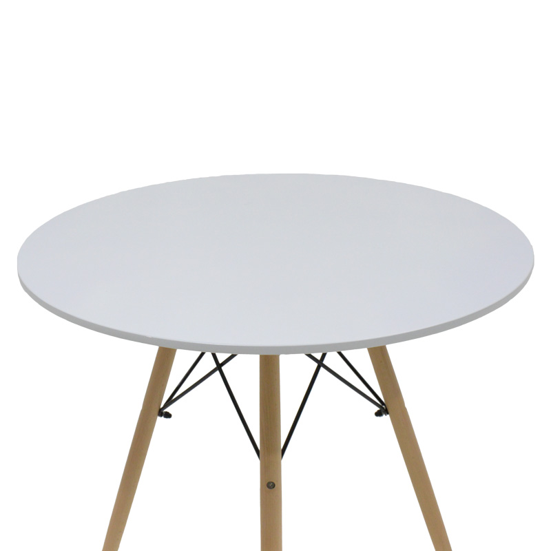 Dining table Julita pakoworld MDF top white-natural color legs D80x73cm Dining table Julita pakoworld MDF top white-natural color legs D80x73cm