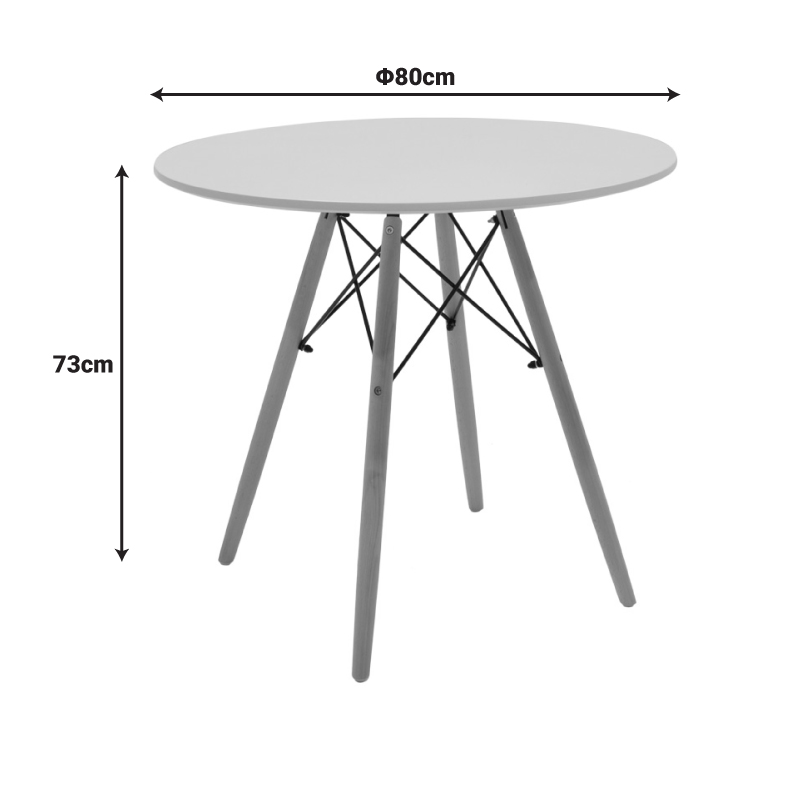 Dining table Julita pakoworld MDF top white-natural color legs D80x73cm Dining table Julita pakoworld MDF top white-natural color legs D80x73cm