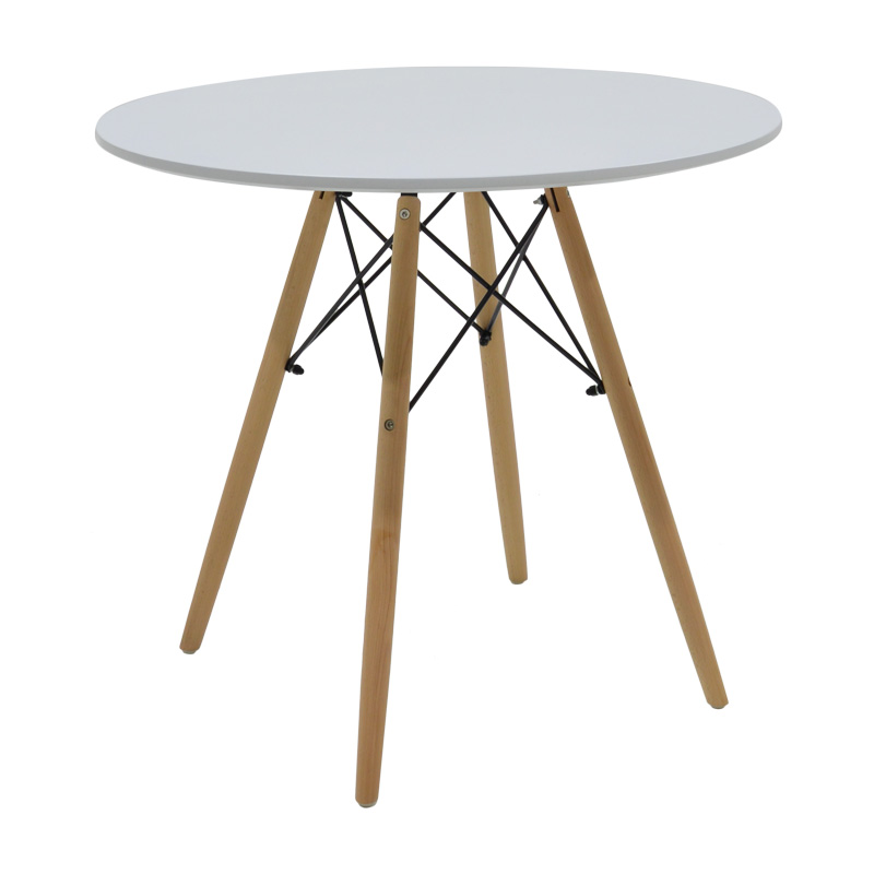 Dining table Julita pakoworld MDF top white-natural color legs D80x73cm