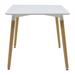 Dining table Natali pakoworld MDF top white-natural color legs 80x80x76cm Dining table Natali pakoworld MDF top white-natural color legs 80x80x76cm