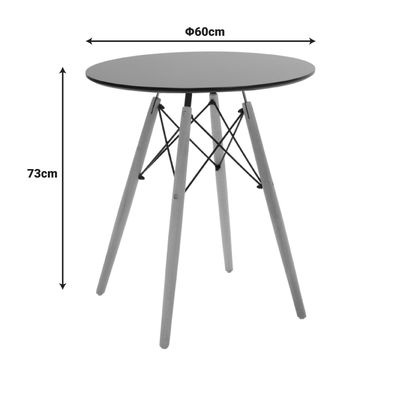 Julita pakoworld table black mdf and natural beech wood D60x73cm
