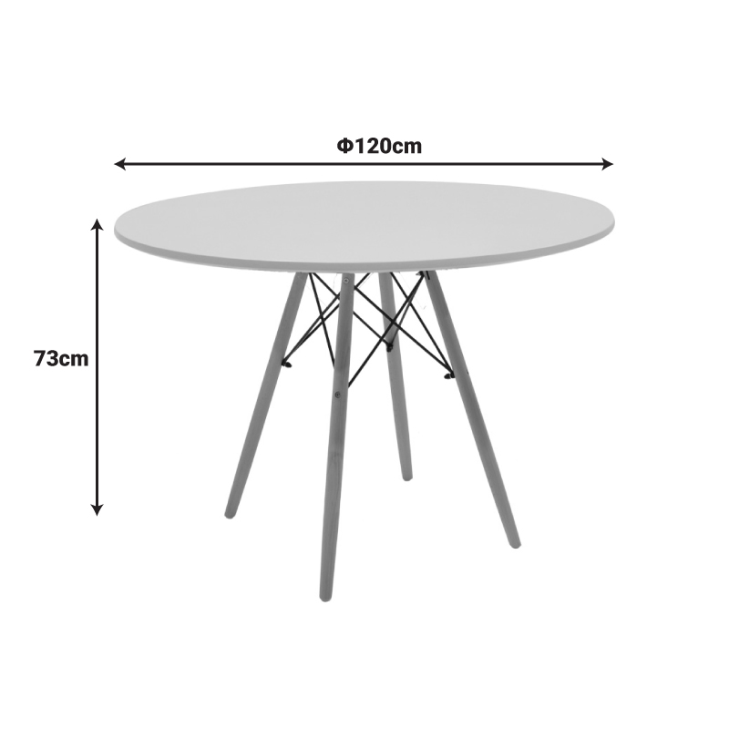 Julita pakoworld table MDF white and natural beech wood D120x73cm
