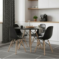Julita pakoworld table MDF black and natural beech wood D120x73cm