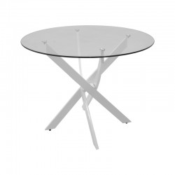 Antoro pakoworld table glass and metal legs in white shade D80x75cm
