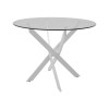 Antoro pakoworld table glass and metal legs in white shade D80x75cm