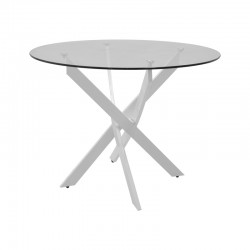 Antoro pakoworld table glass and metal legs in white shade D80x75cm