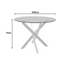 Antoro pakoworld table glass and metal legs in white shade D80x75cm