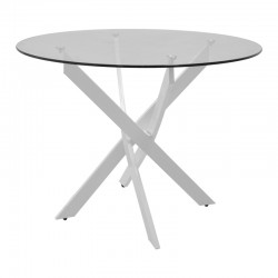 Antoro pakoworld table glass and metal legs in white shade D100x75cm