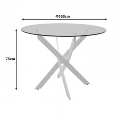 Antoro pakoworld table glass and metal legs in white shade D100x75cm