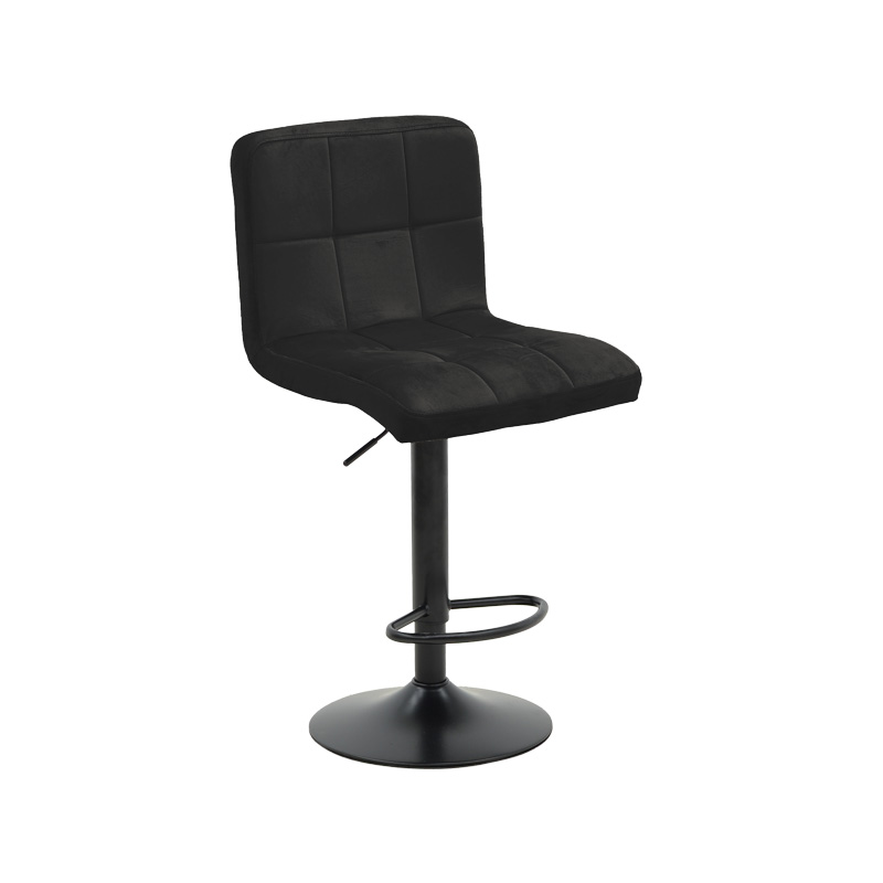 Bar stool Remina pakoworld height adjustable black velvet-black matt base 44x44x112cm Bar stool Remina pakoworld height adjustable black velvet-black matt base 44x44x112cm