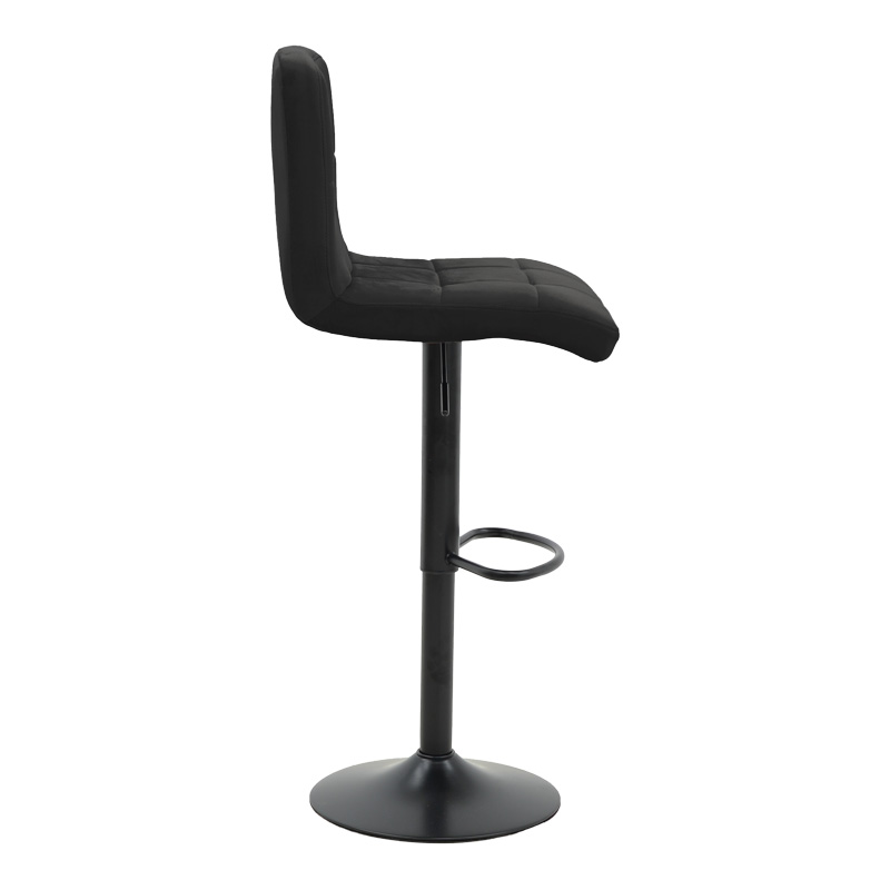 Bar stool Remina pakoworld height adjustable black velvet-black matt base 44x44x112cm Bar stool Remina pakoworld height adjustable black velvet-black matt base 44x44x112cm