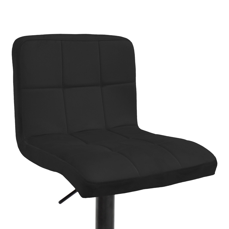 Bar stool Remina pakoworld height adjustable black velvet-black matt base 44x44x112cm Bar stool Remina pakoworld height adjustable black velvet-black matt base 44x44x112cm