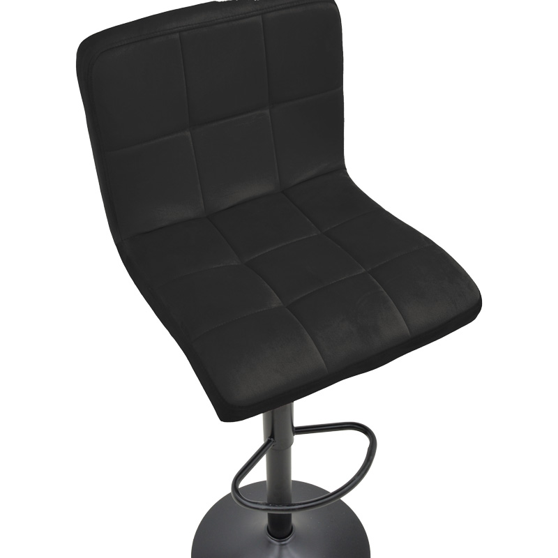 Bar stool Remina pakoworld height adjustable black velvet-black matt base 44x44x112cm Bar stool Remina pakoworld height adjustable black velvet-black matt base 44x44x112cm