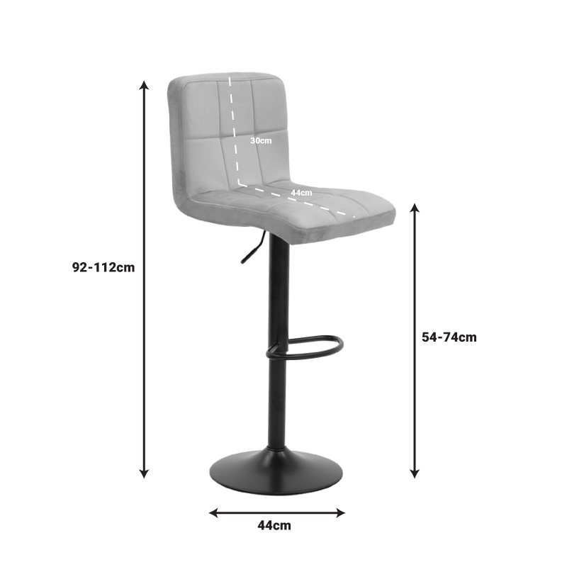 Bar stool Remina pakoworld height adjustable rotten apple velvet-black matt base 44x44x112cm Bar stool Remina pakoworld height adjustable rotten apple velvet-black matt base 44x44x112cm