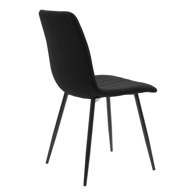 Noor chair pakoworld black fabric and metal leg 44x53x86cm