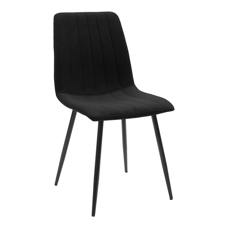 Noor chair pakoworld black fabric and metal leg 44x53x86cm