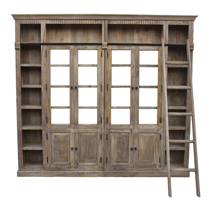 Βιβλιοθήκη Librardy Inart lime wash μασίφ mango ξύλο 247x35x220εκ