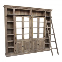 Βιβλιοθήκη Librardy Inart lime wash μασίφ mango ξύλο 247x35x220εκ