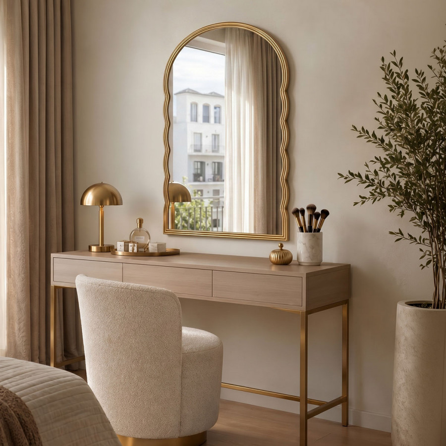 Mirror Megike Inart wood in gold color 60x2x90cm